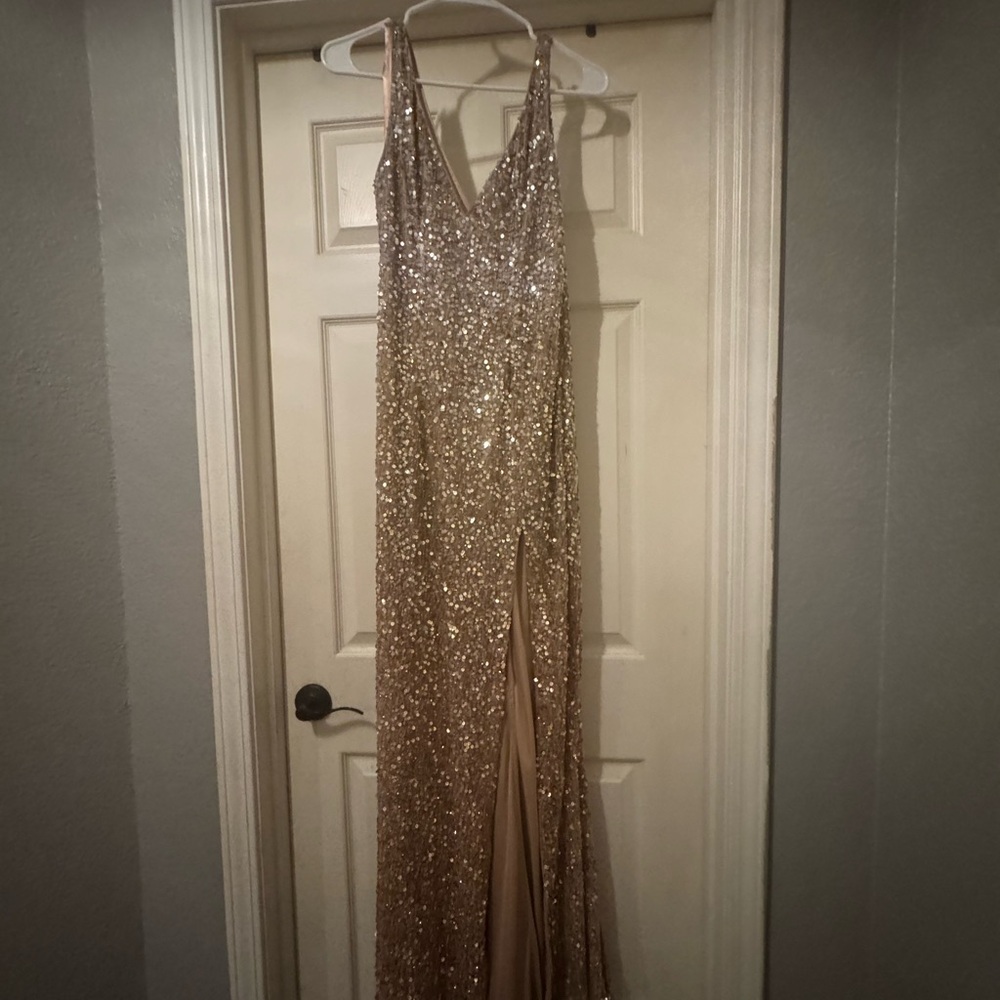 Mac Duggal Ombre Sparkling Gold, Silver, Rosegold Sequin Gown